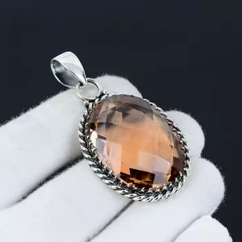 Подвеска из стерлингового серебра 925 пробы с драгоценным камнем морганит, праздничный подарок для нее, ювелирные изделия для особых случаев 1.96 оранжевый