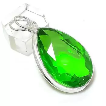 Подвеска из стерлингового серебра 925 пробы с натуральным драгоценным камнем перидот 1,89 дюйма A7f65