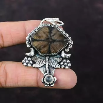 Подвеска из стерлингового серебра 925 пробы с хиастолитом, очень красивые ювелирные изделия из драгоценных камней, подвеска ручной работы в виде стрекозы, подарок для женщин, новейший дизайн ювелирных изделий