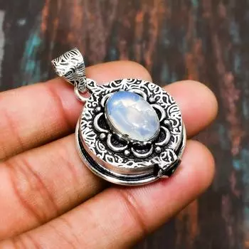 Подвеска из стерлингового серебра 925 пробы с молочным опалом и драгоценным камнем, удивительная ювелирная подвеска ручной работы 2.08 Inches белый