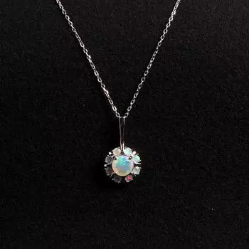 Подвеска из стерлингового серебра 925 пробы с опалом и цепочкой длиной 45 см, ожерелье из натурального белого опала, изысканные ювелирные изделия для женщин