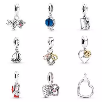 Подвеска из стерлингового серебра 925 пробы сделай сам синий глобус самолет Пекинская опера бусины для оригинальных шармов женские браслеты и браслеты