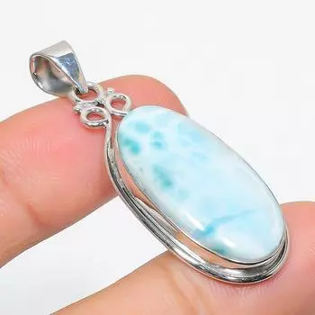 Подвеска из стерлингового серебра Natural Republic Larimar Gemstone 925 пробы 2 дюйма n4d66