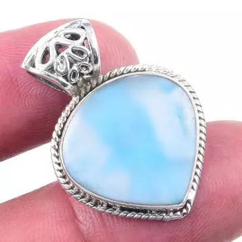 Подвеска из стерлингового серебра Natural Republic Larimar Gemstone 925 пробы 1 дюйм C0Y14