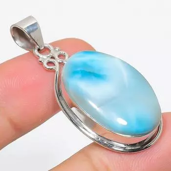 Подвеска из стерлингового серебра Natural Republic Larimar Gemstone 925 пробы 2 дюйма q0J60