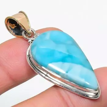 Подвеска из стерлингового серебра Natural Republic Larimar Gemstone 925 пробы 2 дюйма Y5s95