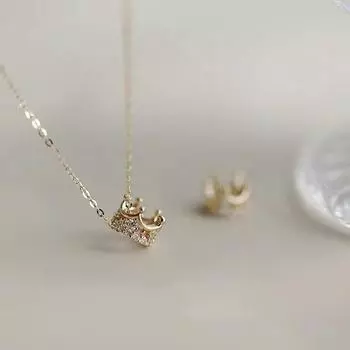 Подвеска из стерлингового серебра S925 пробы с трехмерной цепочкой из циркония на ключицу, маленькая корона, японское и корейское темпераментное ожерелье высокого качества для женщин 925