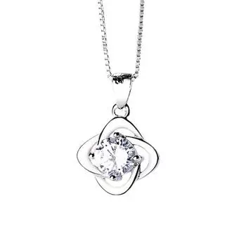 Подвеска из стерлингового серебра S925, простой четырехлистный клевер, инкрустированные стразами, корейские ювелирные изделия 925