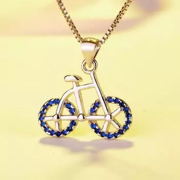 Подвеска из стерлингового серебра S925 в корейском стиле, милое и милое ожерелье в виде велосипеда, серебряные украшения 925