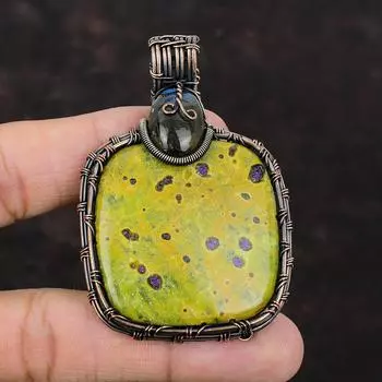 Подвеска из стихтита, медная проволока, обернутая кулоном, ювелирное изделие ручной работы, кулон из драгоценного камня, лабрадорит, медная обертка для ювелирных изделий, кулон, ювелирное изделие для подарка