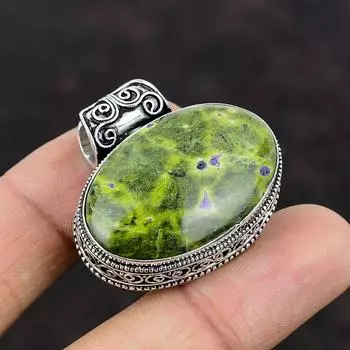 Подвеска из стихтита, ювелирные изделия из драгоценных камней, винтажная подвеска из стерлингового серебра 925 пробы, подвеска ручной работы в современном стиле, подарок для него, ювелирные изделия из стихтита