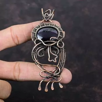 Подвеска из сугилита, медная проволочная обертка, подвеска ручной работы, медные украшения из сугилита, потрясающая подвеска из драгоценного камня, проволочная обертка, ювелирные изделия для подарка