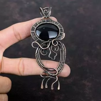 Подвеска из сугилита, подвеска из медной проволоки, ручная работа, приличный кулон, медные украшения, ювелирные изделия из проволоки, оригинальный кулон из драгоценного камня, подарок для нее