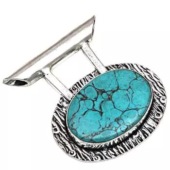 Подвеска из тибетского бирюзового камня, подарок для нее, серебряное украшение 1,25 дюйма