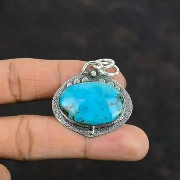 Подвеска из тибетского бирюзового камня, серебряная подвеска 925 пробы, ручная работа, уникальные серебряные украшения, изящная подвеска для женщин, подарки для нее