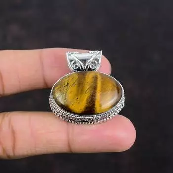 Подвеска из тигрового глаза, серебряная подвеска 925 пробы, подвеска из драгоценного камня ручной работы, ювелирные изделия из тигрового глаза, винтажная подвеска, подарки для женщин, изящные украшения