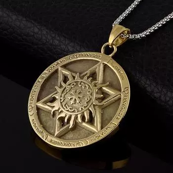 Подвеска из титановой стали с золотым гексаграммой, популярный предмет, ретро-ювелирное ожерелье из нержавеющей стали