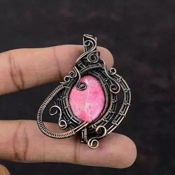 Подвеска из тулита, кулон из медной проволоки, удивительные медные украшения, ювелирные изделия из тулита, драгоценные камни, кулон ручной работы, ювелирное изделие из проволочной обмотки, подарок для нее