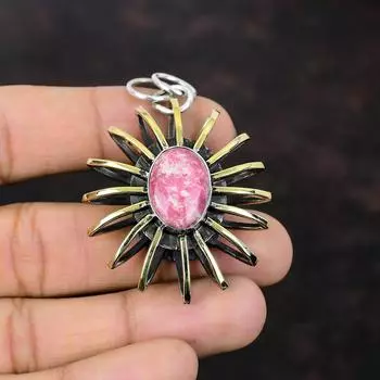 Подвеска из тулита, подвеска из стерлингового серебра 925 пробы, уникальный драгоценный камень, ювелирные изделия ручной работы, позолоченная подвеска 18 карат, подвеска в виде клетки, эффектные ювелирные изделия для подарка