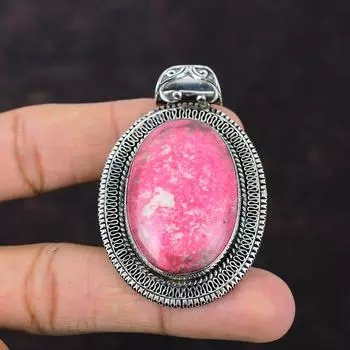 Подвеска из тулита, ювелирные изделия из натурального драгоценного камня, дизайнерский кулон, подвеска из стерлингового серебра 925 пробы, винтажная подвеска для подарка, ювелирные изделия из камня ручной работы