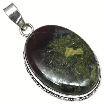 Подвеска из унакитового яшмового камня, подарок ручной работы для нее, серебряное украшение 2 дюйма