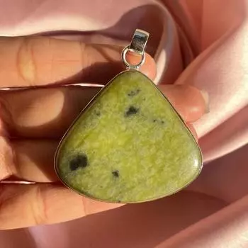 Подвеска из вазонита с серебряным ожерельем-цепочкой Подвеска из стерлингового серебра 925 пробы