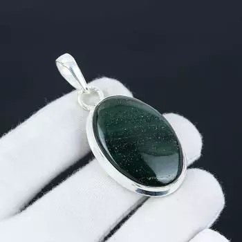 Подвеска из зеленого авантюрина, натуральный зеленый авантюрин, подвеска из стерлингового серебра 925 пробы для женщин, подарочная подвеска 5.5 Cm. зелёный