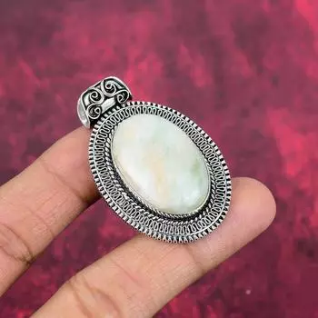 Подвеска из зеленого швейцарского опала, ювелирное изделие из стерлингового серебра 925 пробы, красивая подвеска ручной работы для свадебного подарка 2.04 Inches белый