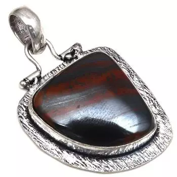 Подвеска из железа с тигровым глазом, драгоценный камень, подарок для нее, серебряное украшение 2 дюйма