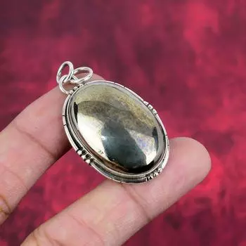 Подвеска из золотого пирита, ювелирные изделия ручной работы из драгоценных камней, 925 пробы, серебряная подвеска, антикварная бижутерия, для подарка на помолвку 1.77 Inches жёлтый