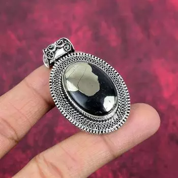 Подвеска из золотого пирита, ювелирные изделия ручной работы из драгоценных камней, 925 пробы, серебряная подвеска, антикварная бижутерия, для подарка на помолвку 2.00 Inches золотистый