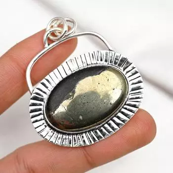 Подвеска из золотого пирита, ювелирные изделия ручной работы из драгоценных камней, 925 пробы, серебряная подвеска, антикварная бижутерия, для подарка на помолвку 2.13 Inches золотистый