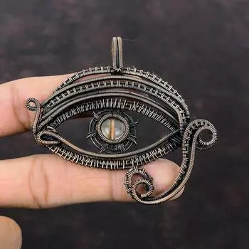 Подвеска из золотого рутила, подвеска из медной проволоки, оригинальное ювелирное изделие из драгоценных камней, ювелирное изделие из меди ручной работы, элегантный кулон от сглаза, подарок на помолвку