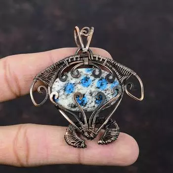 Подвеска K2 из яшмы из медной проволоки, подвеска в виде черепахи K2, ювелирные изделия из яшмы из драгоценных камней, элегантный кулон ручной работы, ювелирное изделие из медной проволоки, подарок для нее