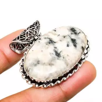 Подвеска K2 с синим азуритом ручной работы, посеребренная 925 проба, 1,32 дюйма 1.32 белый