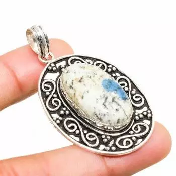 Подвеска K2 с синим азуритом ручной работы, посеребренная 925 проба, 2,08 дюйма 2.08 белый