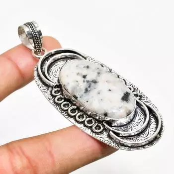 Подвеска K2 с синим азуритом ручной работы, посеребренная 925 проба, 2,84 дюйма 2.84 белый