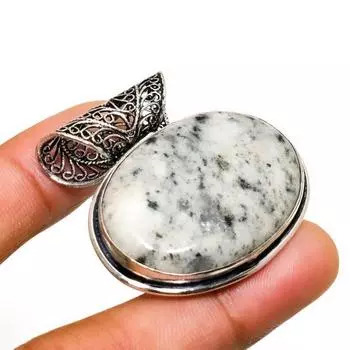 Подвеска K2 с синим азуритом ручной работы, посеребренная 925 проба, 1,32 дюйма 1.32 белый