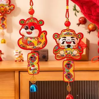 Подвеска к празднику весны 2025 года - год Змеи - колокольчик ветра бога богатства Фу для новогоднего украшения гостиной. Fortune and Fortune Small