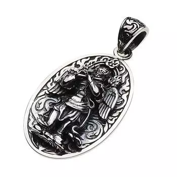 Подвеска Karasu Tengu с японским узором Серебро 925 пробы p0525 [Cenote] [Серебряные аксессуары]