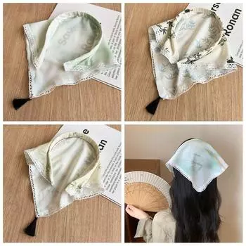 Подвеска-кисточка в китайском стиле, шарф для волос с кружевным принтом, треугольная повязка для волос, пляжный ремешок style3