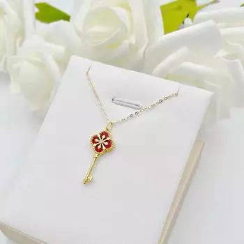 Подвеска-ключ из 18-каратного золота с бриллиантами из оникса и темперой, легкая роскошная цепочка на ключицу AU750