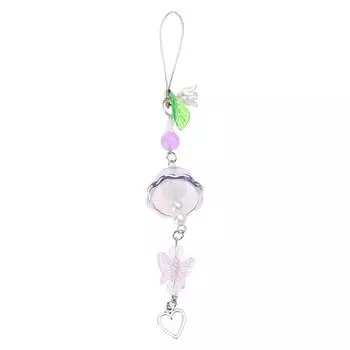 Подвеска-колокольчик с цветком, Шарм для телефона, Подвески на веревке, Милая цепочка для телефона, Ремешок, Украшение для сумки, Брелок-шнурок, Аксессуары фиолетовый