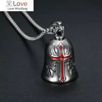 Подвеска-колокольчик с резными крыльями Красного Креста, ожерелье с колокольчиком для мотоцикла, мужская хип-хоп-рок-панк-вечеринка, ювелирные изделия в подарок