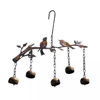 Подвеска-колокольчик с сидящей птицей, всепогодный, винтажный металлический колокольчик, уличный, для сада, патио, подвесной колокольчик, украшение
