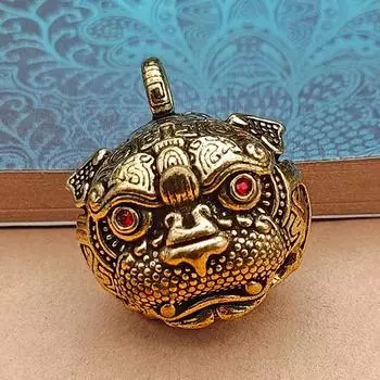 Подвеска-колокольчик в виде головы тигра из латуни по фен-шуй — ретро-подвеска в виде медного тигра для автомобильного брелока