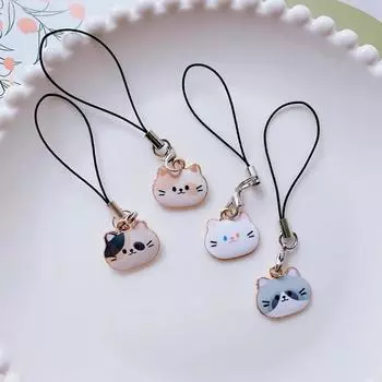 Подвеска Кошка ремешок для телефона Маленькая кошка животное телефон кулон Кошка телефон шнурок украшение для телефона для девочки розовый/белый