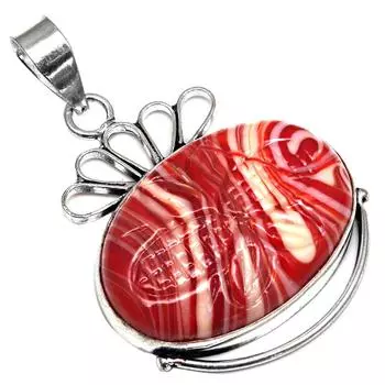 Подвеска Красный Ботсванский Агат Драгоценный Камень Подарок Для Нее Серебряное Украшение 2