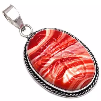 Подвеска Красный Ботсванский Агат Драгоценный Камень Подарок Для Нее Серебряное Украшение 2