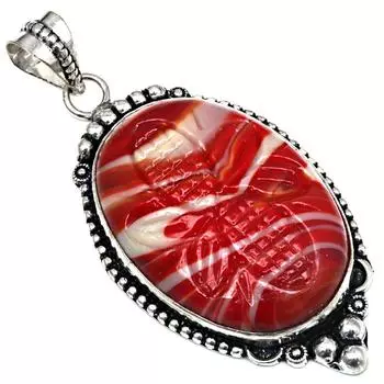 Подвеска Красный Ботсванский Агат Драгоценный Камень Подарок Для Нее Серебряные Украшения 2.25